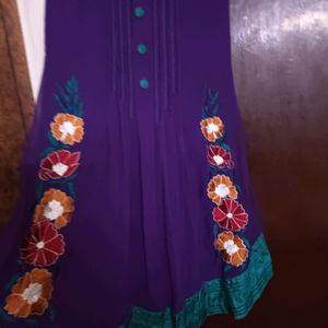 Purple embroided georgette tunic