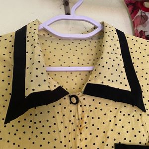 Cute Yellow Polka Dot Crop Top