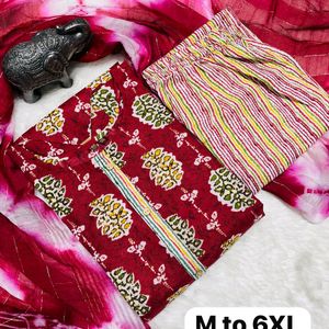 M To 8xl Bandhej Design Kurta Set With Dupatta