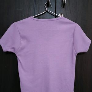 Lavender String Ribbed Top