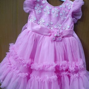 Soft Net Pink Frock Baby Dress