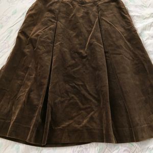 High Waist Pleated Velvet Skirt