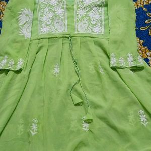 Chikankari pastel green Kurti Or Top