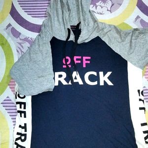 Crop Top Hoodie (S) Size Blue And Grey Colour