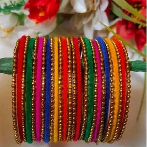 Multicolored Metal-velvet Bangles