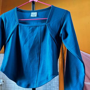 Blue Full Sleeve Corset    Top