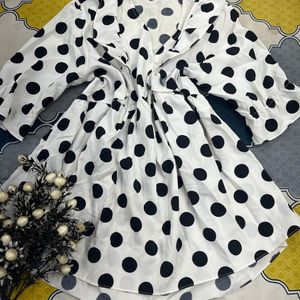 white and black polka dot