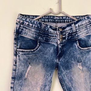 Ripped High Waist Denim Jeans