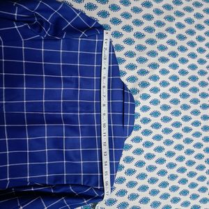 Men Partywear Checked Viscose Rayon Blue Blazer