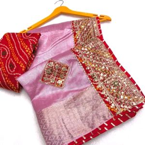 New Cotton Silk Border Sari With Blouse Piece