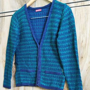 Blue Design Cardigan Size-32