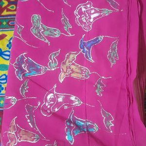 Pink Hand Paint Saree