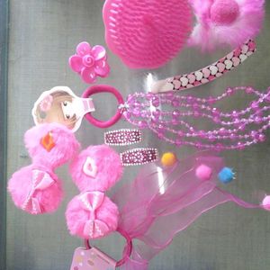 Pink Combo Of Hair Accessories