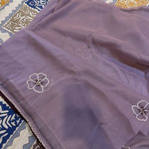 Lavender Saree With Blouse N Jacket