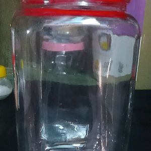 five small glass jar , container one big glas