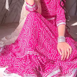 Gown In Bandhani Print