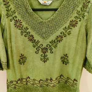 Olive Green Short Ethnic Kurti