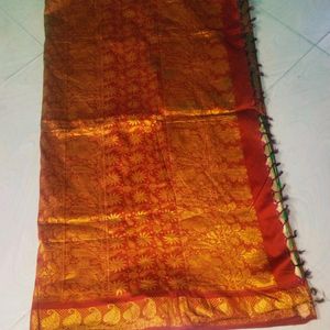 Maroon Two Shades Colour Pure Gadwal Saree