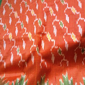 Orange Pochampally Pure Silk Saree