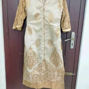 Gold And Cream Churidar Top