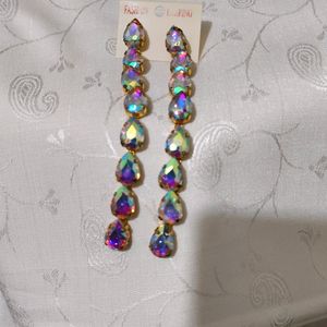 Rainbow Glass Stone Earring