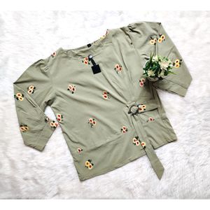 Moss Green colour Embroidered Designer Top