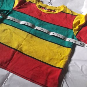 Multicolor Striped Women's Crop Top Girl's Tee 🌈