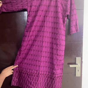 Wine Purple Sequin Kurti