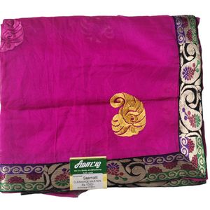 New Pink Yellow Embroidered Fancy Saree