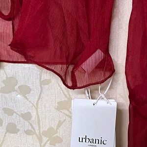 Urbanic Red Ruffle Placket Blouse - New With Tags