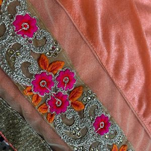 peach colour saree