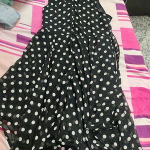 High Low Black And White Polka Dot Dress