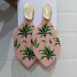 Peach And Gold Tropical Earrings