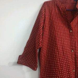 Brown Polka Dot Cotton Kurta