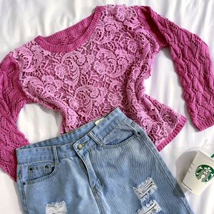 Pinterest Crochet Pink Pullover Top