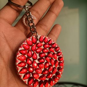 Handmade Kundan Wooden Keychains || Set Of 2