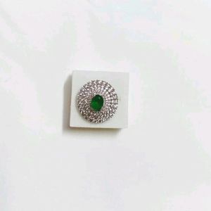 Emerald green stone women's ring.