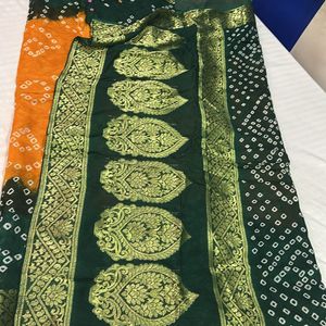 Bandhni Saree With 5 Xl Blouse