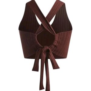 Halter Neck Brown Top