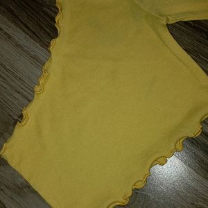 Yellow Ribbed Crop Top. (Stretchable)