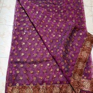 Net Embroidery Saree With 34 Blouse