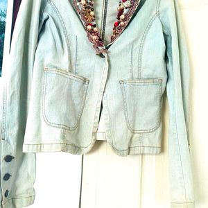 Sexy Beaded Denim Jacket