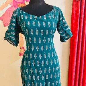 Green ikkat kurti