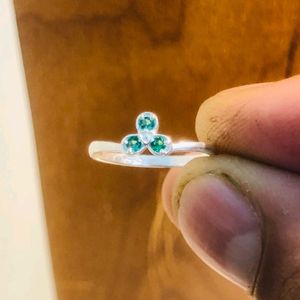Green Diamond Ring Pure Silver