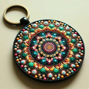 Handmade Dot Mandal Art Key Chain