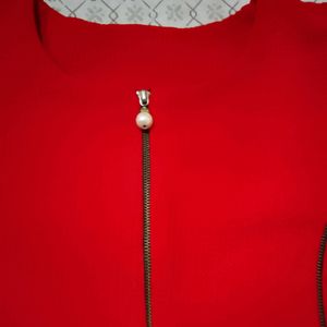 Red Front Zip Top