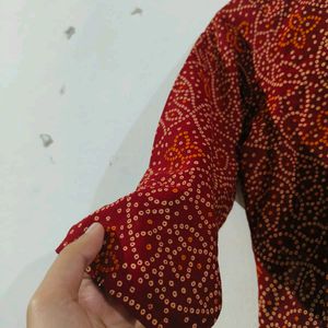 Maroon Printed Short Kurti