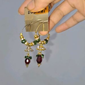 Dangling Earring (Brown And Green)