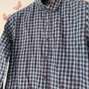 United Colours Blue&Gray Checked Shirt(Men)