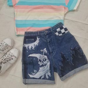 Hand painted Denim Shorts